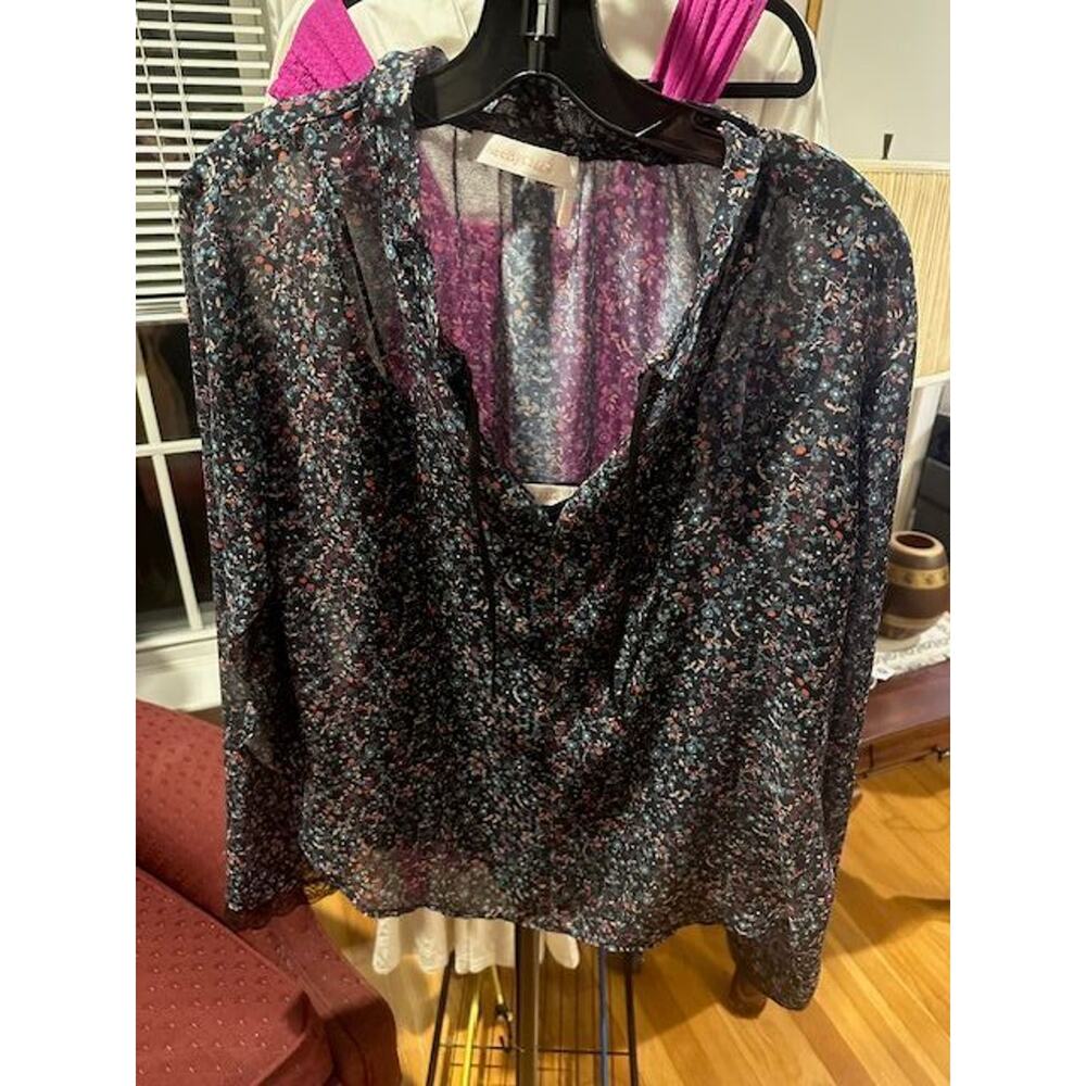 See by Chloe Sheer Floral Haze Georgette Chiffon Blouse w/Cami Sz 40 FR 8 US EUC